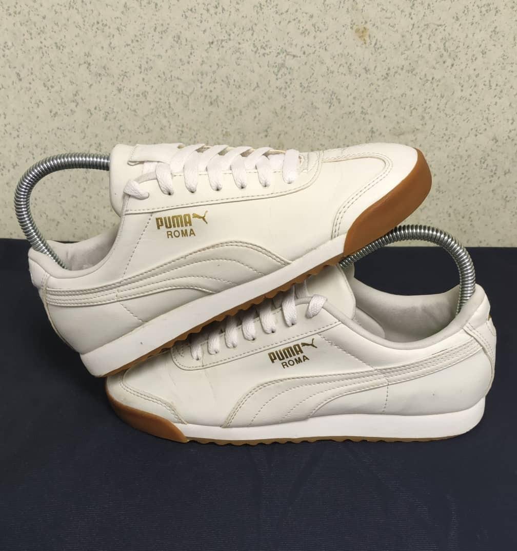 PUMA ROMA CLASSIC GUM TRAINER WHITE GOLD LEATHER 4UK 23CM