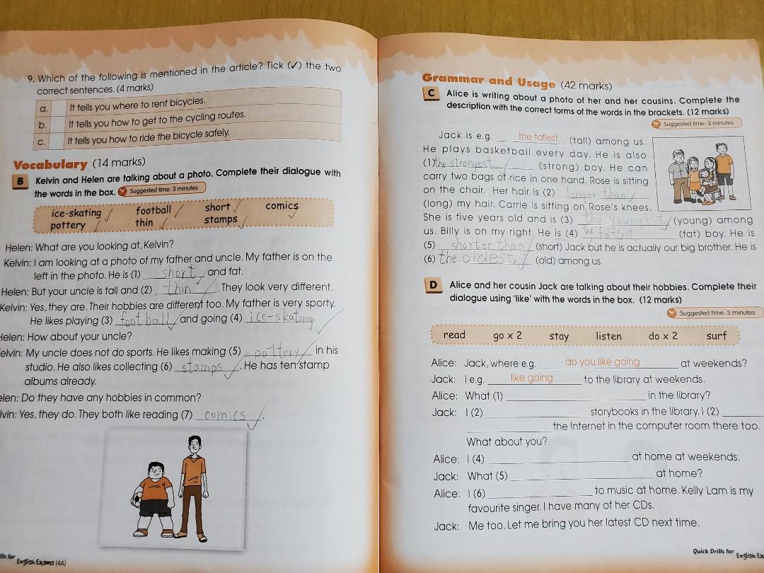 quick drills for english exams 4a, 興趣及遊戲, 書本 & 文具, 書本及雜誌 補充練習 Carousell