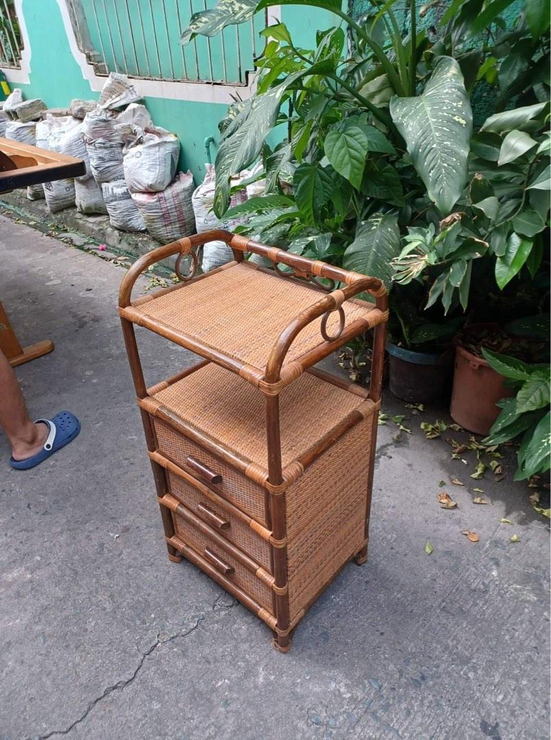 Rattan and Wooden Combined Drawer / Telephone Rack, Furniture & Home ...