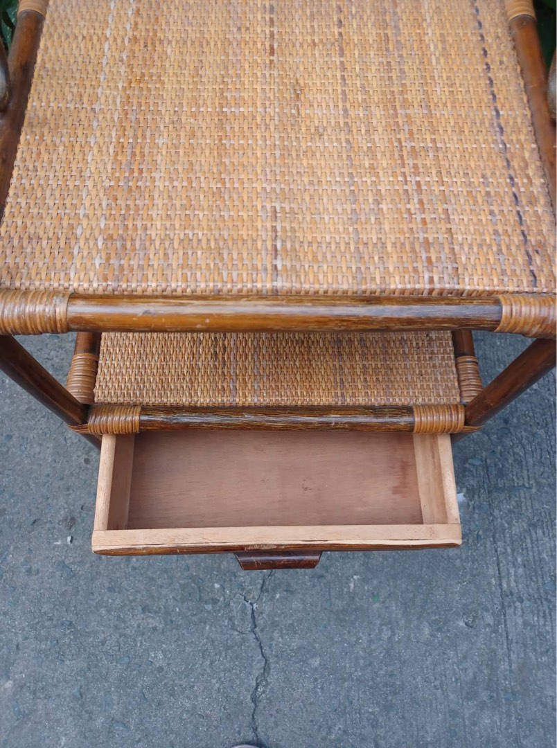 Rattan and Wooden Combined Drawer / Telephone Rack, Furniture & Home ...