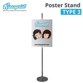 Type 3: Round Metal (Black) Adjustable Poster Stand With Clip Holder