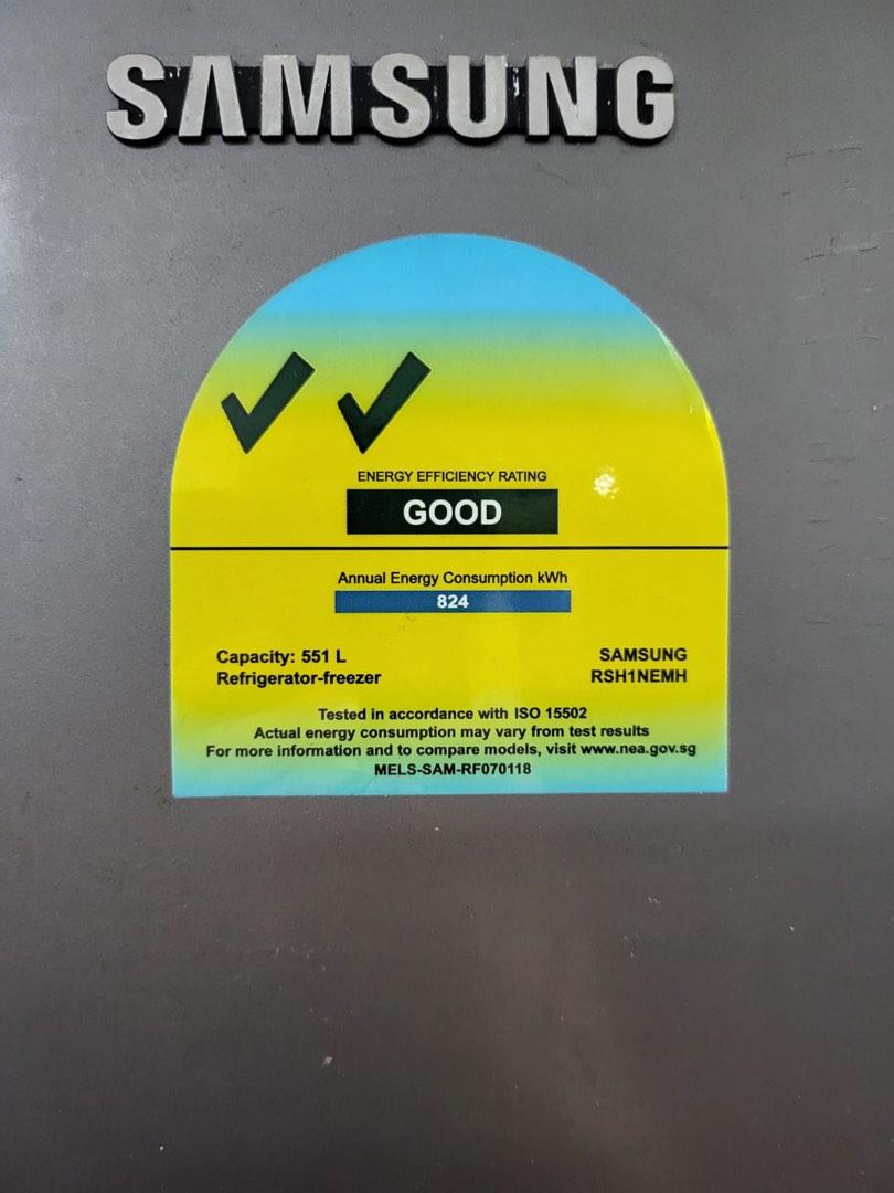 SAMSUNG Side by Side Fridge 551L RSH1NEMH (92066), TV & Home Appliances