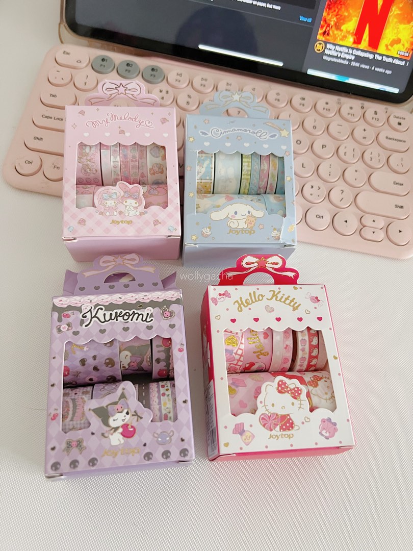 sanrio melody hello kitty kuromi cinnamoroll washi tape sticker set ...