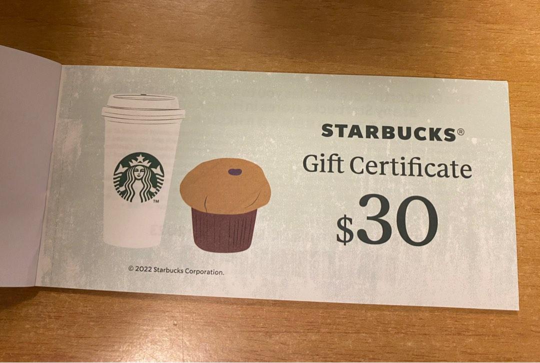 Starbucks 30 Gift Certificate, 門票＆禮券, 兌換券 Carousell