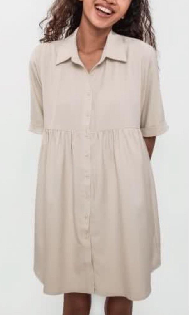 The tinsel Rack Perry Babydoll dress in beige, Women's Fashion, Dresses