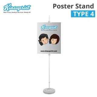 Type 4: Silver Aluminium Poster Stand with Clip Holder