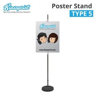 Type 5: Black Aluminium Poster Stand with Clip Holder
