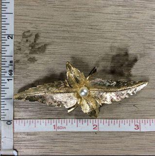 Vintage 中古 金葉 leaf motif 心口針 胸針