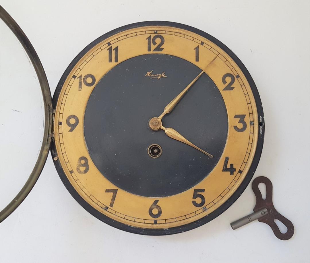 Vintage Kienzle Key Winding Clock, Germany, Brass Wall Clock, Unique