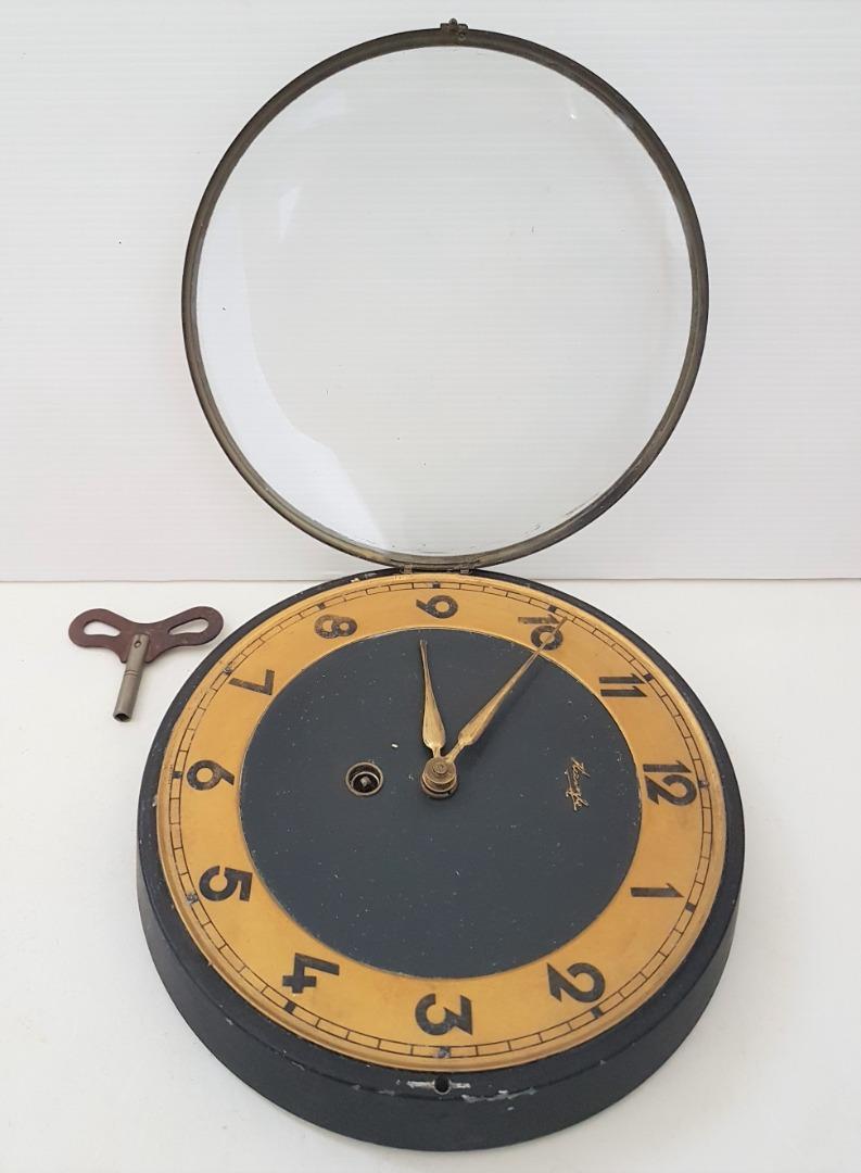 Vintage Kienzle Key Winding Clock, Germany, Brass Wall Clock, Unique