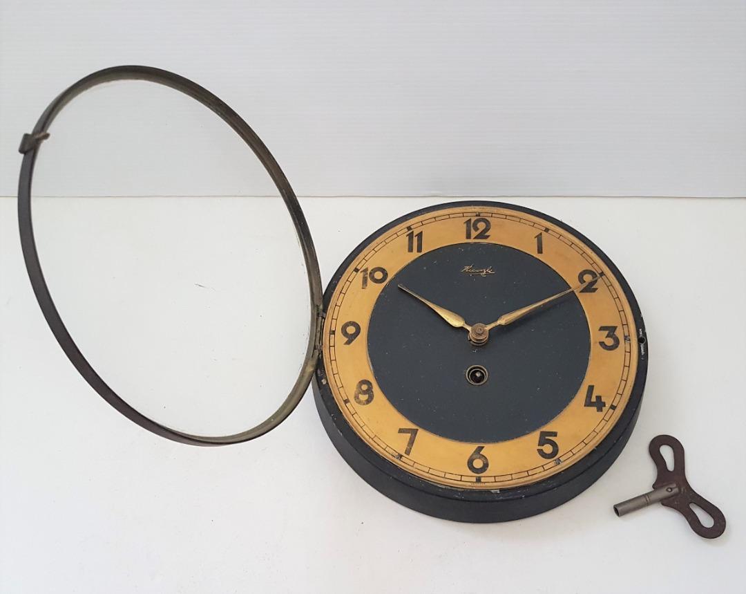 Vintage Kienzle Key Winding Clock, Germany, Brass Wall Clock, Unique