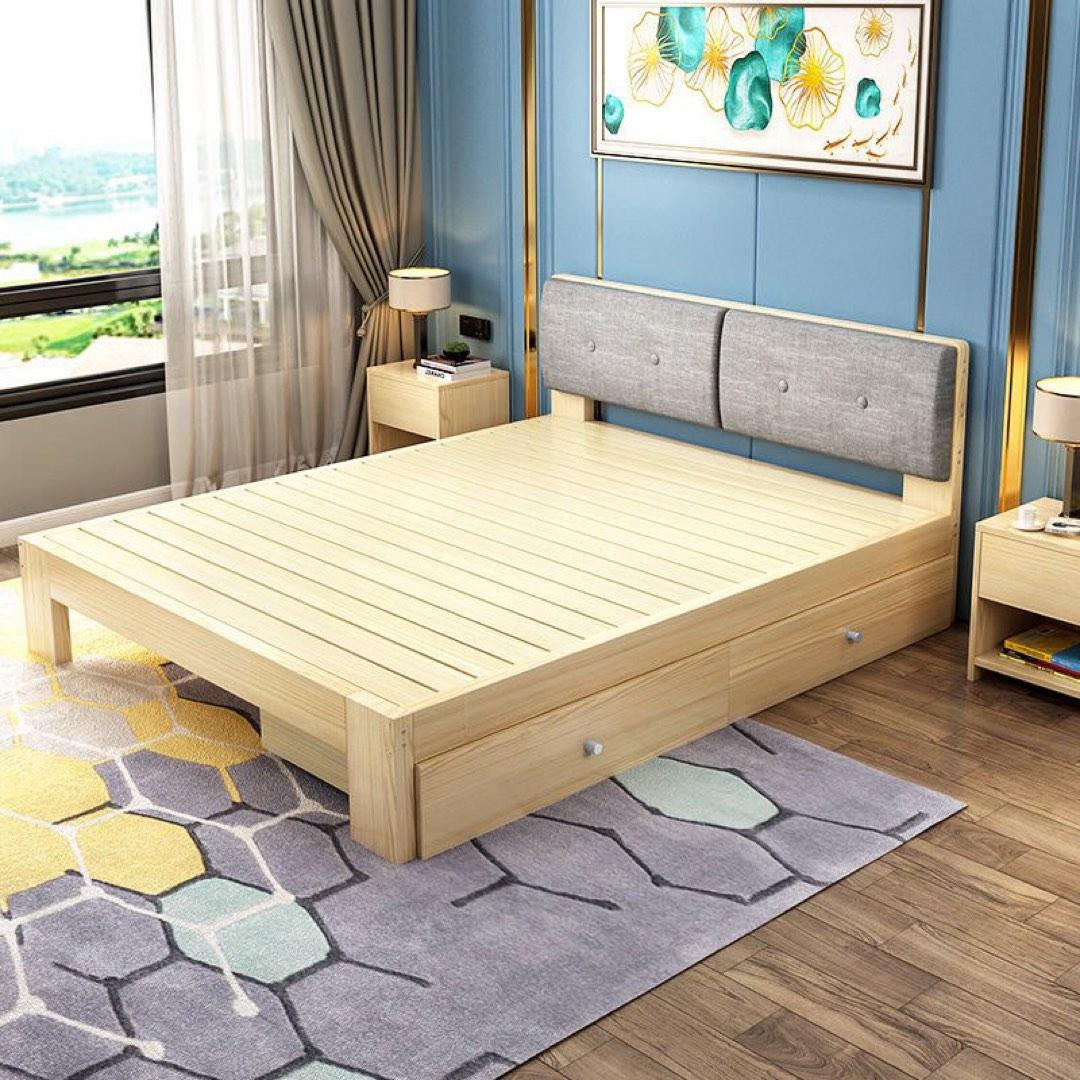 Wooden King Bed Frame, Furniture & Home Living, Furniture, Bed Frames