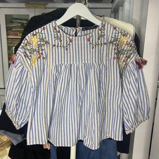 Zara embrodered top blue