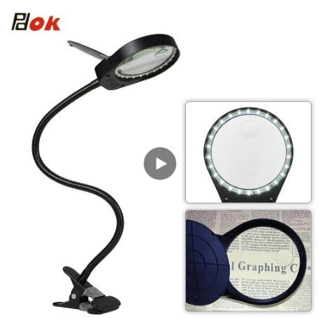 5x Magnifying Glass with Light and Stand LED Desk Lamp 3x10x