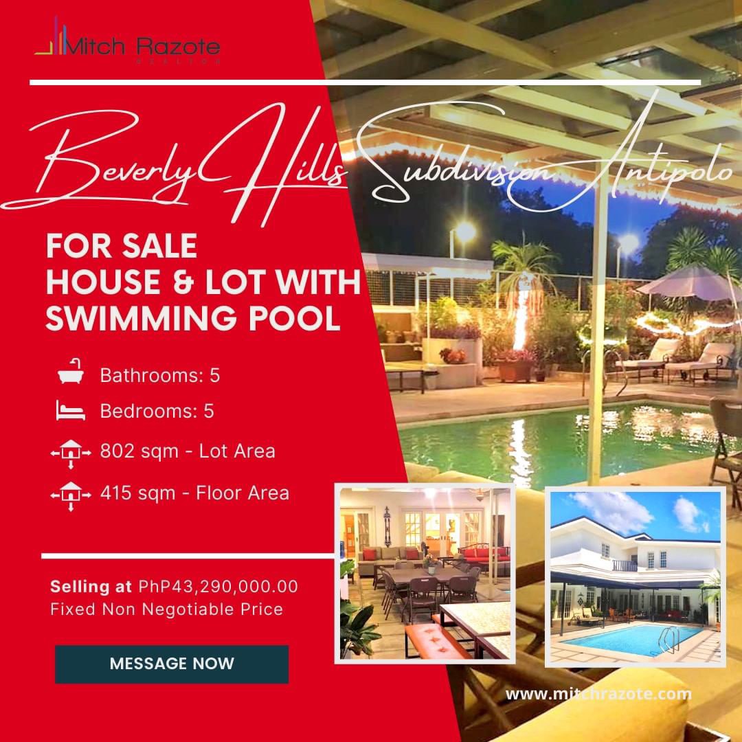 5 Bedroom House & Lot With Swimming Pool For Sale at Beverly Hills Subdivision , Property, For