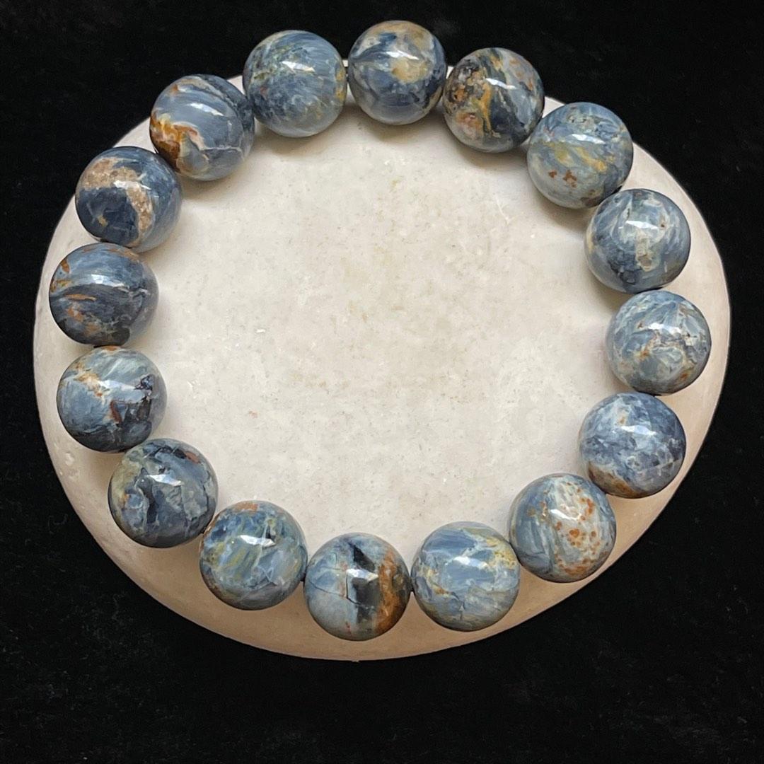 🍁 2⃣️ Pietersite Crystal Bracelet quartz with cert 13mm Denim 