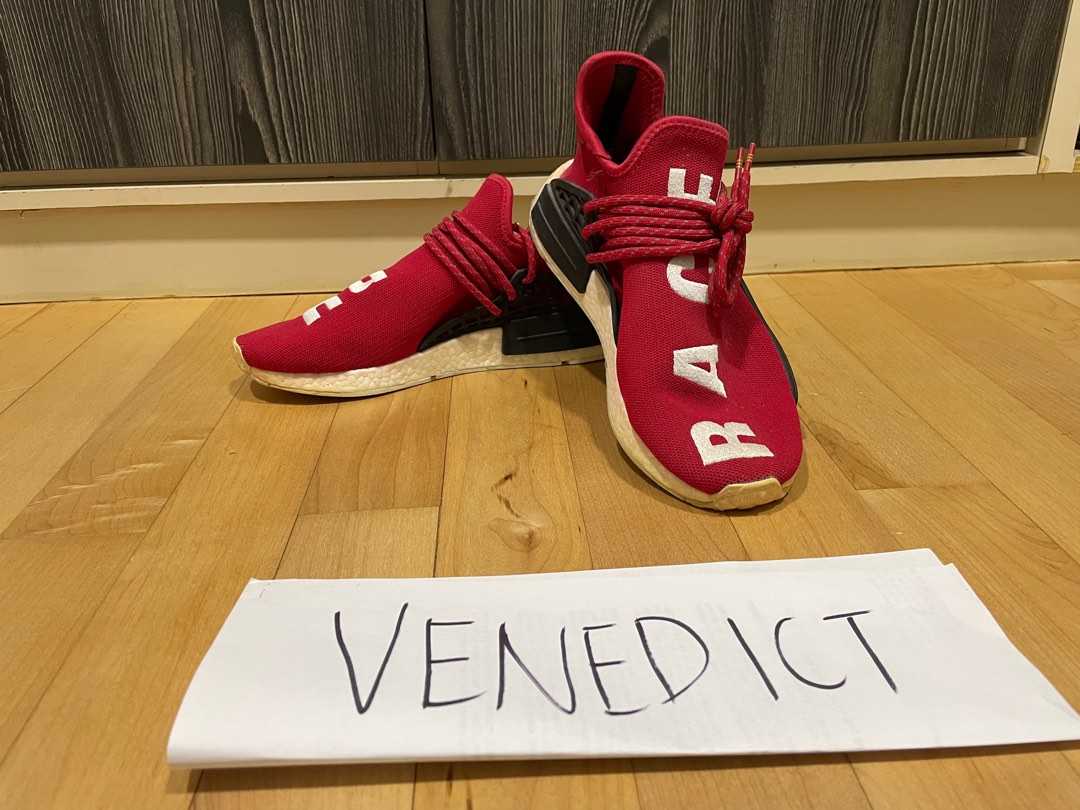 Red human race best sale on feet