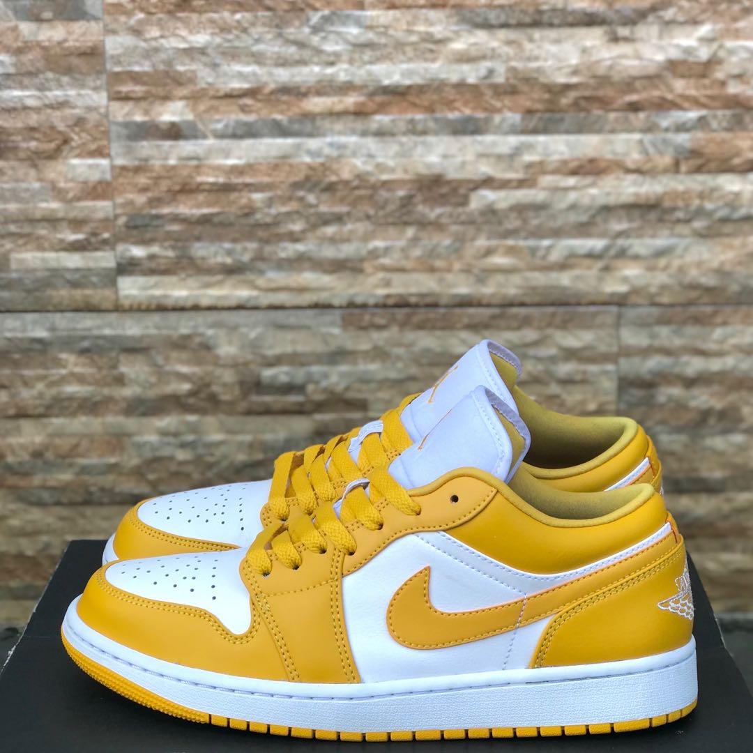 AIR JORDAN 1 LOW YELLOW MUSTARD 100 Authentic, Fesyen Pria, Sepatu