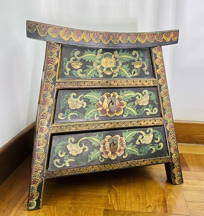 Antique wooden bedside table with storage drawers (nice design