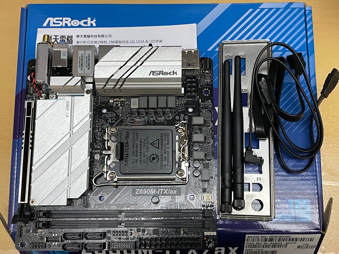 Asrock Z690M-ITX/ax Intel LGA1700 Z690 ITX底版, 電腦＆科技, 電腦