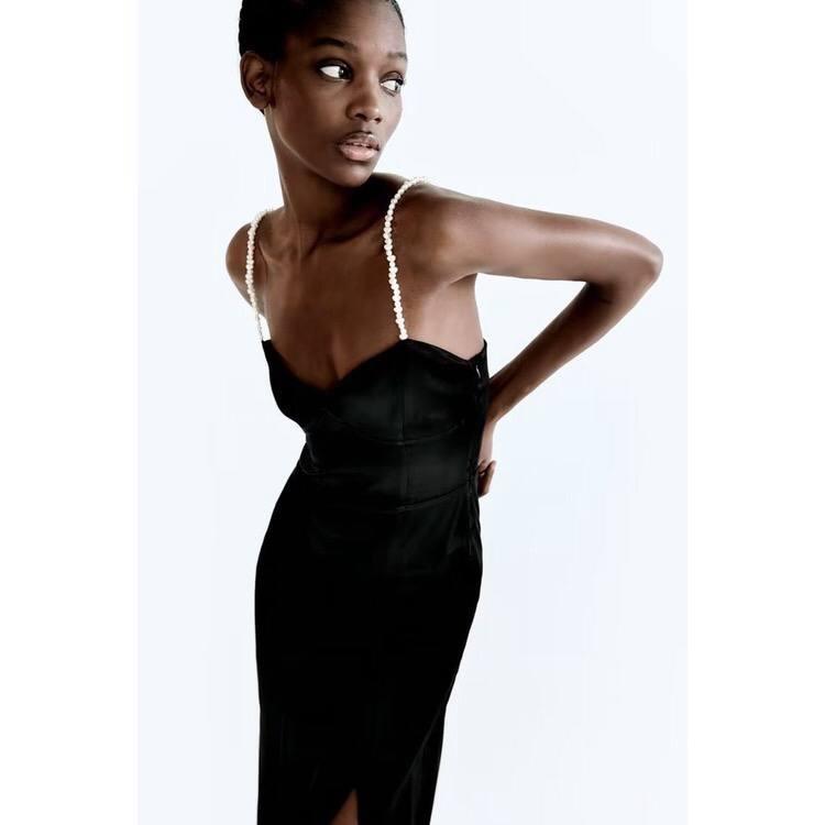 Black cocktail dress with rhinestones hotsell
