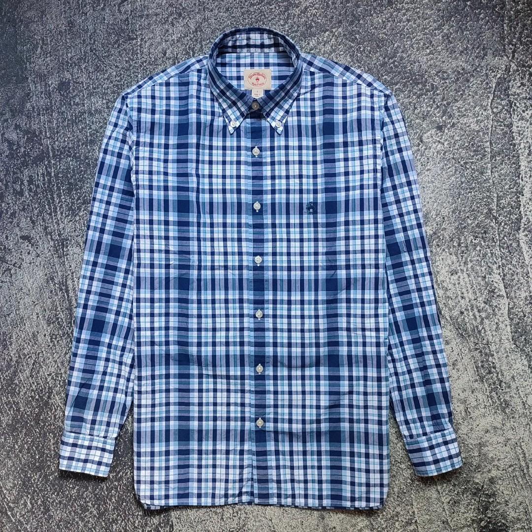 -BROOKS BROTHERS Slimfit Check Poplin Shirt, -Harga : 150 Ribu, -Long  Sleeve, -Size : fit to M, S tag, -PxL : 73 x 50 cm, -Kondisi : LIKE NEW,  -Minus ...