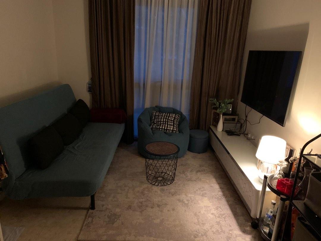 [BUNDLE] IKEA SOFA BED + HOOGA BEAN BAG + IKEA sofa storage, Furniture