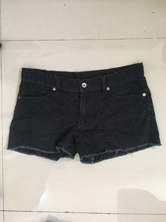 Celana Pendek Hotpants Jeans Denim Hitam HW Highwaist  #mausony