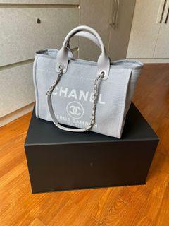 Affordable chanel deauville tote small For Sale, Tote Bags