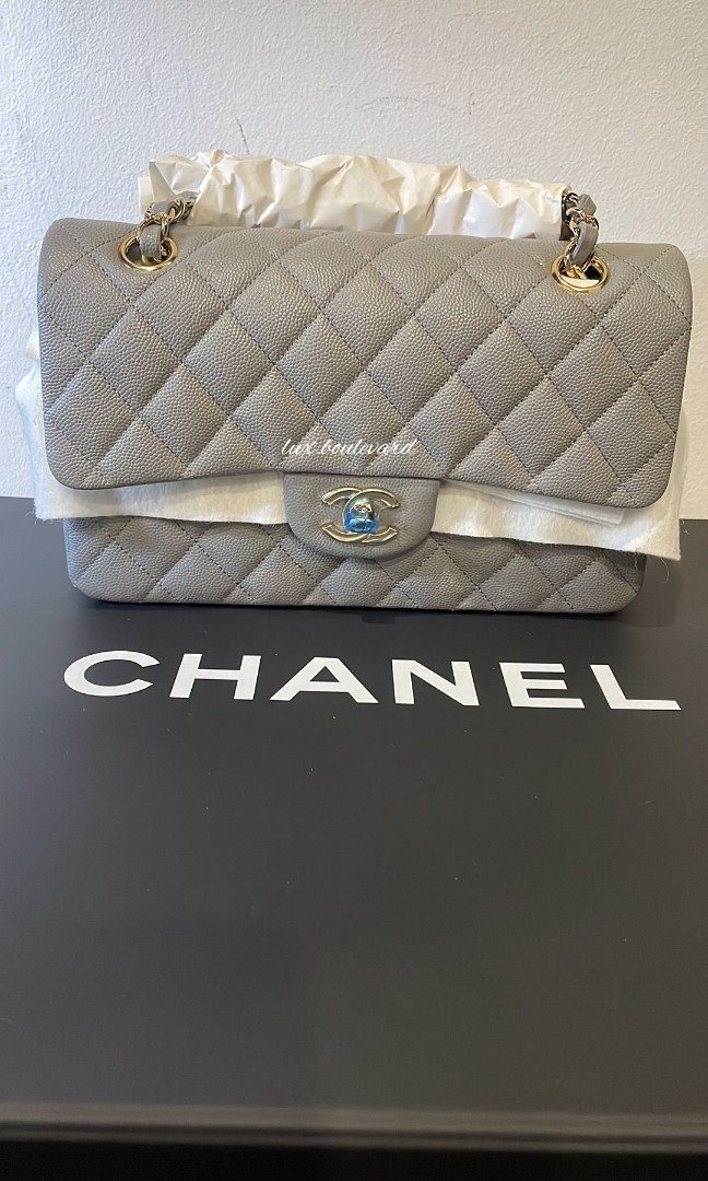 Chanel Small Classic Flap in 22B Grey / LGHW, Luxury, Bags & Wallets on  Carousell