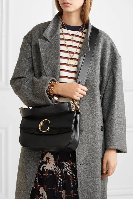 Chloe C Bag Black Leather Suede