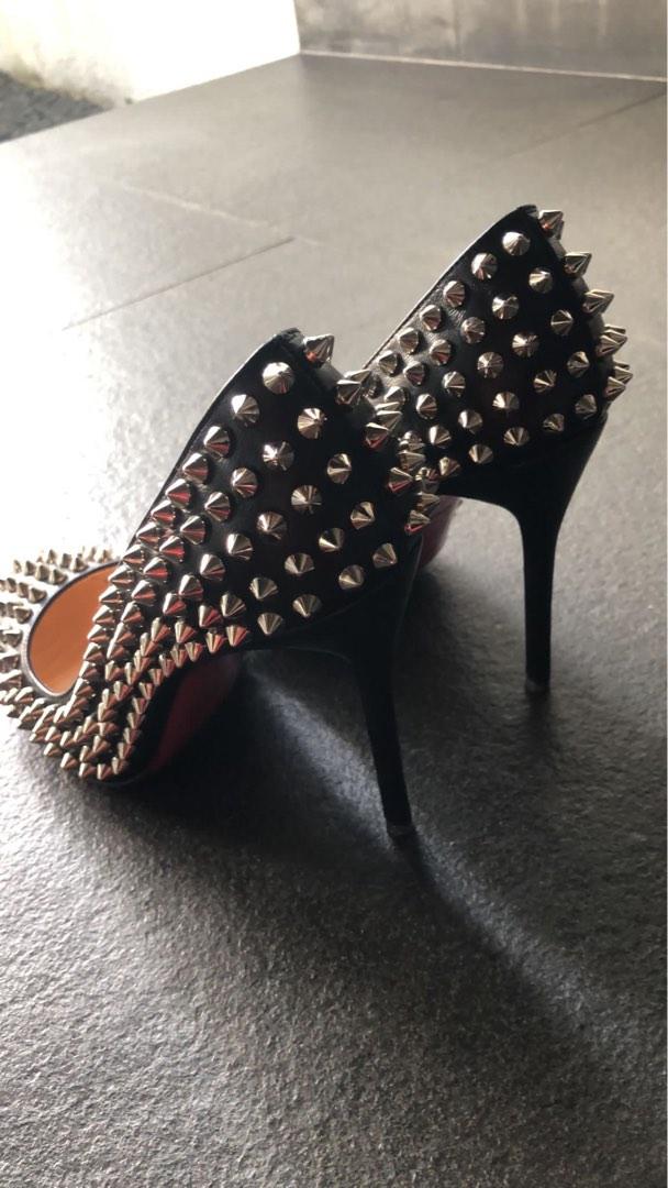 Christian louboutin black studded heels best sale