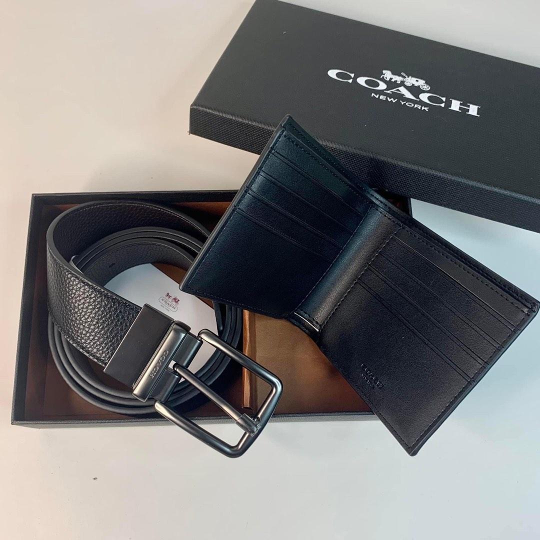 Coach Belt and Wallet Gift Set Plain Black (Category: Wallets & Card Holders) located in Taguig. Submitted by mnl.direct (Listing ID 1183967799, Image 2). Description: 💯Authenticated With box Get 3pcs = P1,600 each.