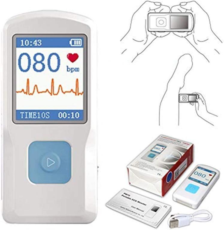 Portable ECG/EKG Monitor for Home Health Care Use Compatible with 1byone Health App PC Software Compatible with Both Windows & Mac 