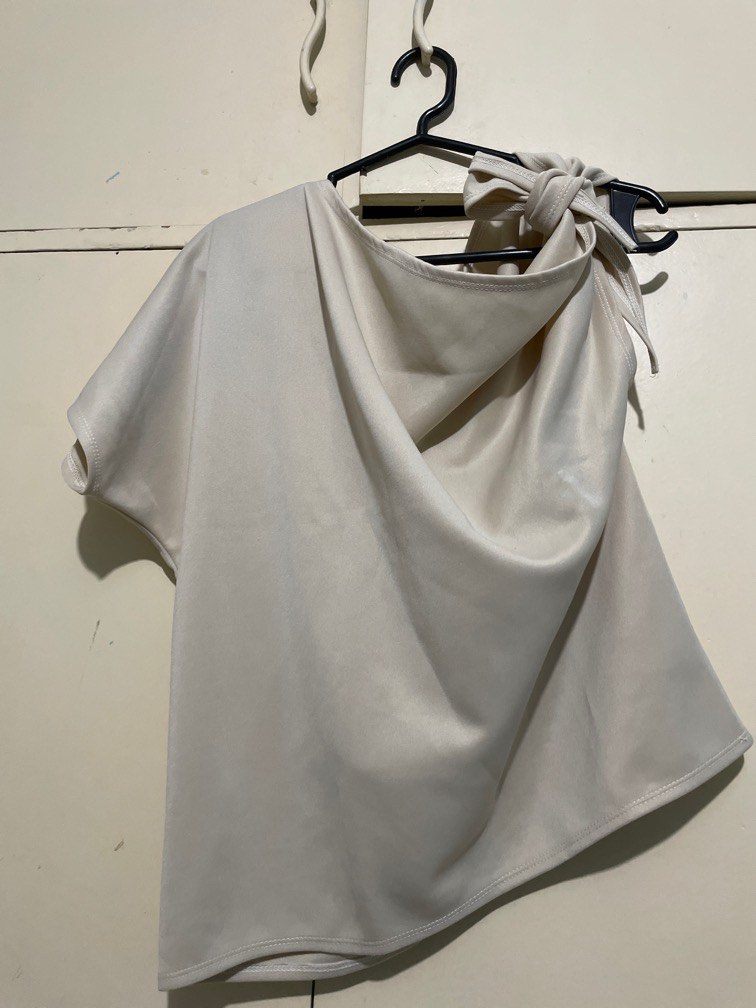 Cream One Sided Top, Women's Fashion, Tops, Blouses on Carousell