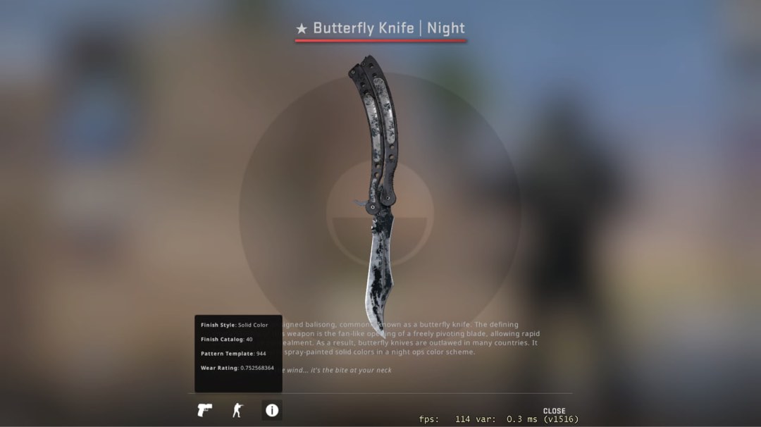 CSGO Butterfly Knife Night (BS), Video Gaming, Gaming Accessories, In