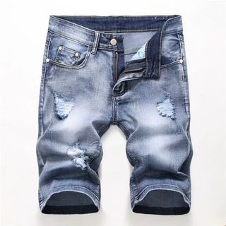 Mens denim cheap shorts distressed