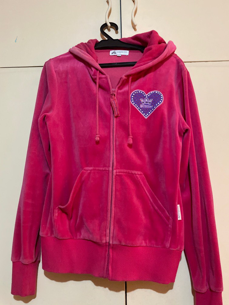 Disney Pink Velvet Jacket with Hoodie, Women's Fashion, Coats, Jackets
