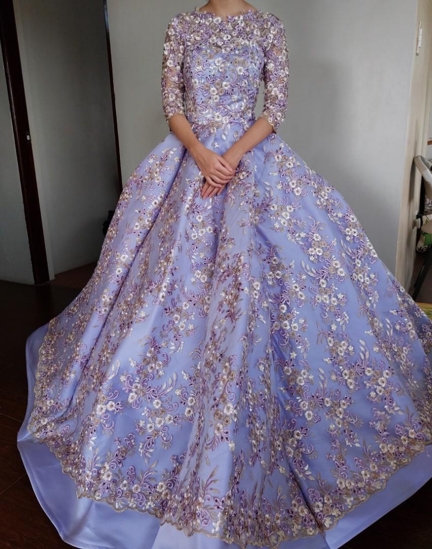 Elegant Purple Laced Ball Gown/Debut gown, Women's Fashion, Dresses
