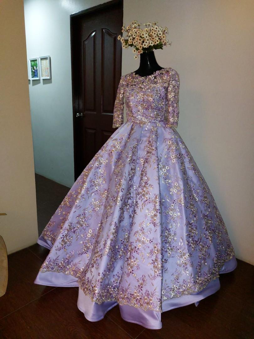 Elegant Purple Laced Ball Gown/Debut gown, Women's Fashion, Dresses