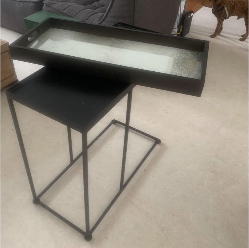 Ethnicraft - Rectangle Tray Table With Graphite Tray, Furniture & Home ...
