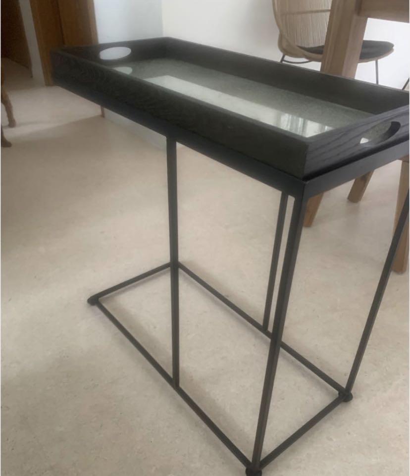 Ethnicraft - Rectangle Tray Table With Graphite Tray, Furniture & Home ...