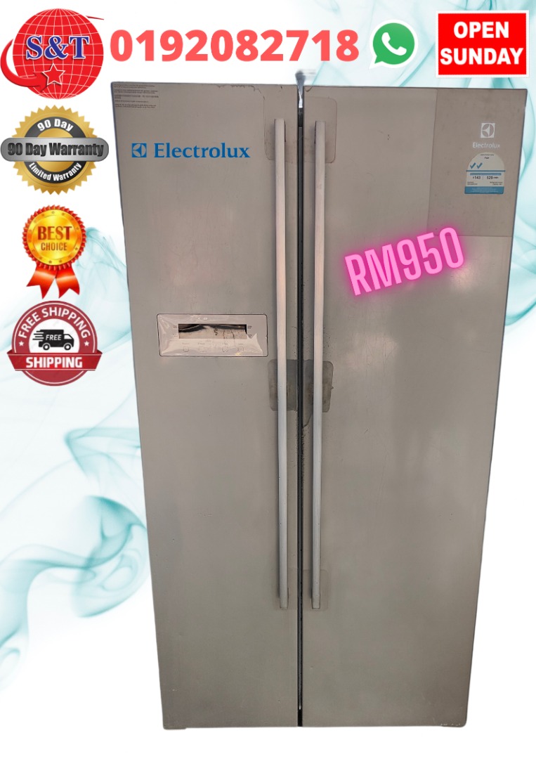 FRIDGE SIDE BY SIDE ELECTROLUX SILVER, TV & Home Appliances, Kitchen