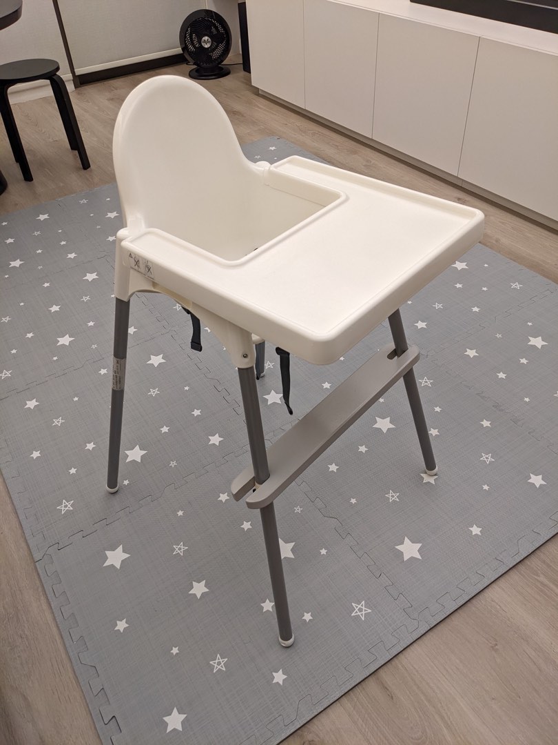GOOD CONDITION IKEA Antilop high chair w/ tray white / silver color w