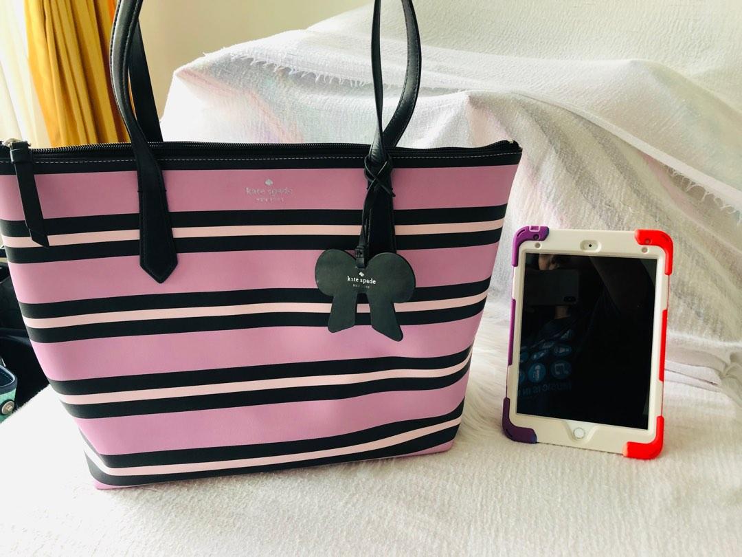 Kate Spade Manhattan Woven Striped Fabric Large Tote In Pink Multi |  ModeSens