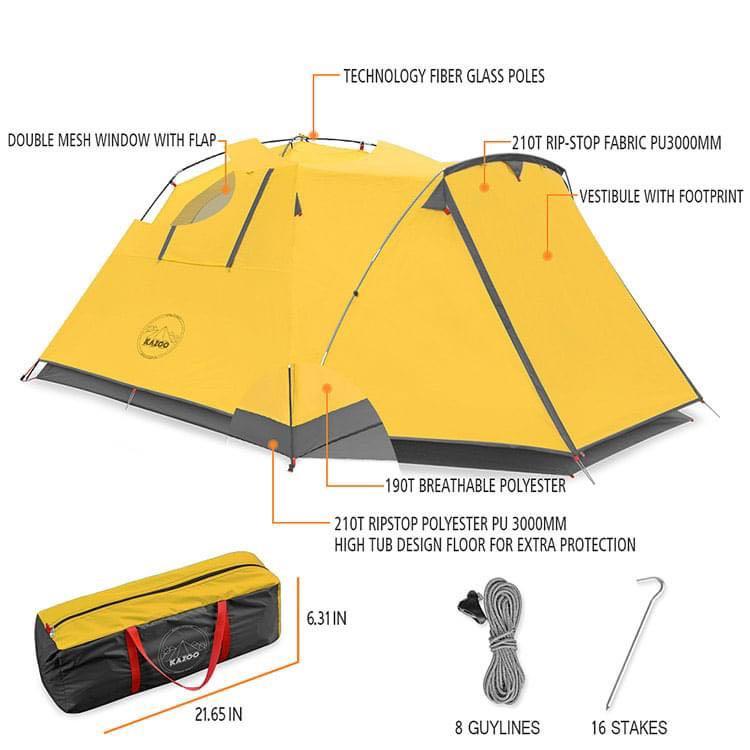 Kazoo Uranus 4 Person Tent Camping Tent, Sports Equipment, Hiking