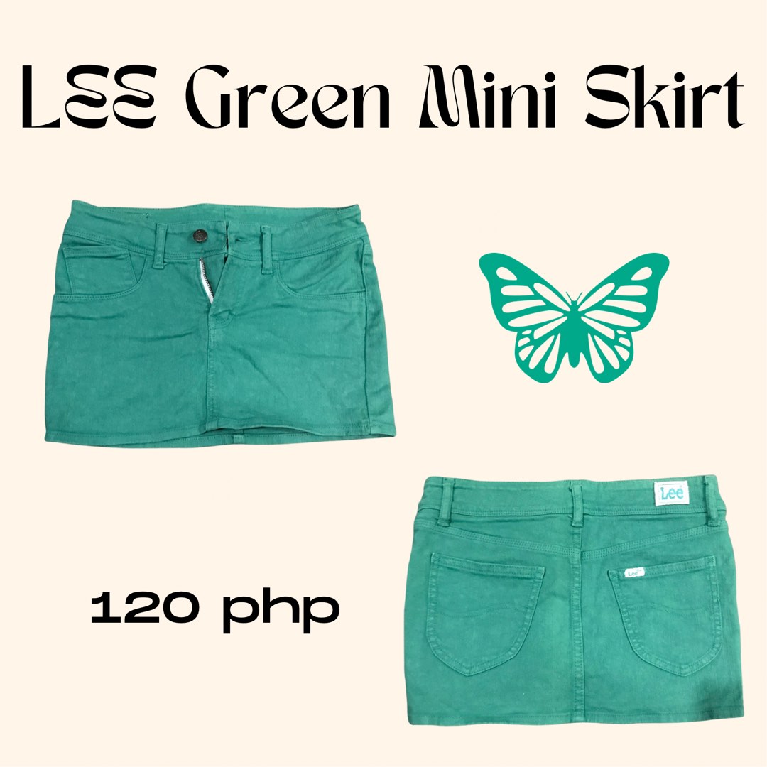 Lee Green Mini Skirt, Women's Fashion, Bottoms, Skirts on Carousell