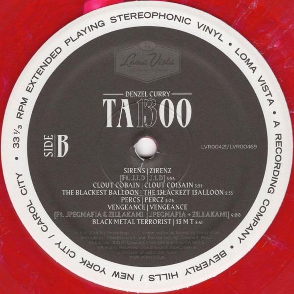 LP) Denzel Curry TA13OO Album (Red Slushie LTD. Edition) LP ...