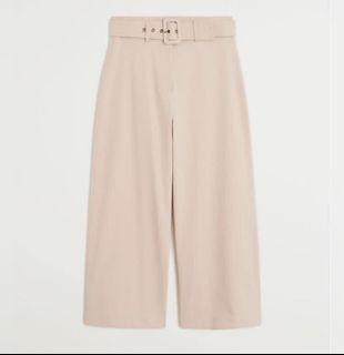 Mango Pink Belted Straight Trousers