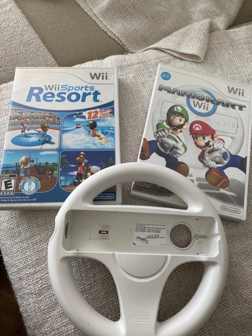 Mario Kart + Wheel , Wii Sports Resorts, Video Gaming, Video Games